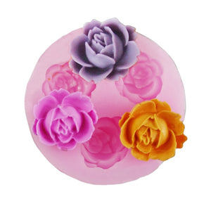 1 pc 4.5x4.5x2.2cm Craft Cupcake 3D Rose Silicone